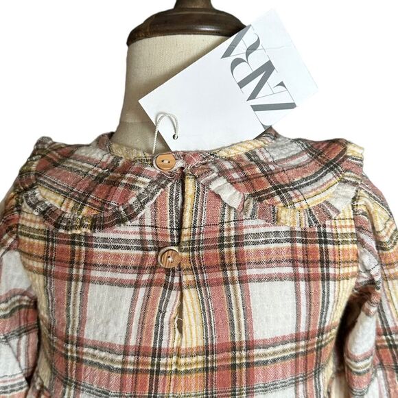 ZARA Kids | Ecru | PLAID DRESS - Picture 7 of 14